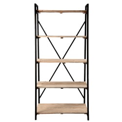 Clayre & Eef Bücherregal 90x47x191 cm Schwarz Holz Eisen Rechteck