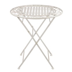 Clayre & Eef Bistro-Set Bistrotisch Bistrostuhl 3-Teilig Ø 70x77 cm Weiß Eisen Blätter