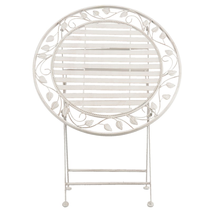 Clayre & Eef Bistro Set Bistro Table Bistro Chair Set of 3 Ø 70x77 cm White Iron Leaves