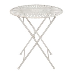 Clayre & Eef Ensemble bistro Table de bistrot Chaises bistrot set de 3 Ø 70x76 cm Blanc Fer