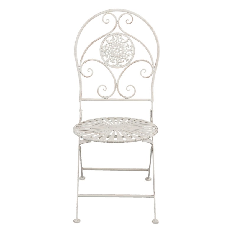 Clayre & Eef Bistro Set Bistro Table Bistro Chair Set of 3 Ø 70x76 cm White Iron