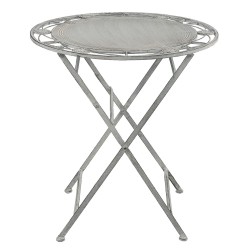 Clayre & Eef Bistro-Set Bistrotisch Bistrostuhl 3-Teilig Ø 70x76 cm Grau Eisen