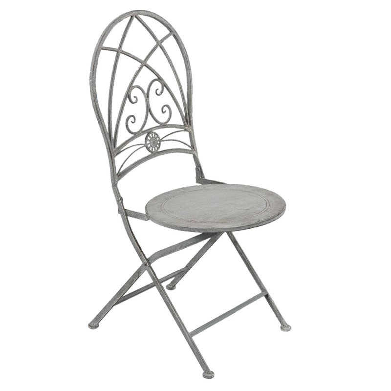 Clayre & Eef Ensemble bistro Table de bistrot Chaises bistrot set de 3 Ø 70x76 cm Gris Fer