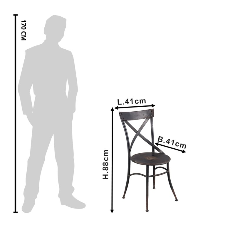 Clayre & Eef Esszimmerstuhl 41x41x88 cm Schwarz Eisen