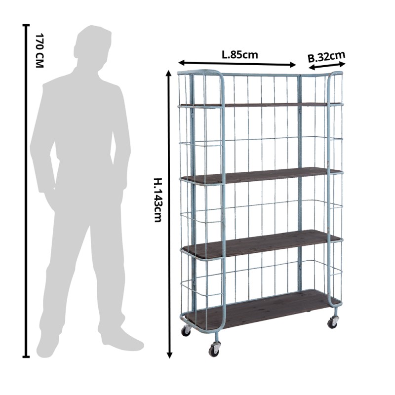 Clayre & Eef Bäckerschrank 85x32x143 cm Grün Holz Eisen Rechteck