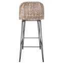 Clayre & Eef Barhocker 40x40x93 cm Braun Rattan Eisen