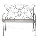 Clayre & Eef Garden Bench 108x55x99 cm Grey Iron Rectangle Butterfly