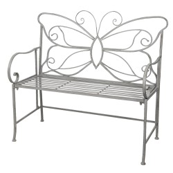 Clayre & Eef Panca da giardino 108x55x99 cm Grigio Ferro Rettangolo Farfalla