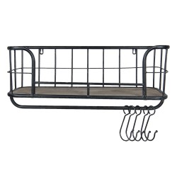 Clayre & Eef Scaffale da parete 60x21x24 cm Nero Metallo Rettangolo