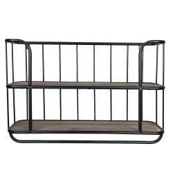 Clayre & Eef Wall Rack 66x20x44 cm Black Metal Rectangle