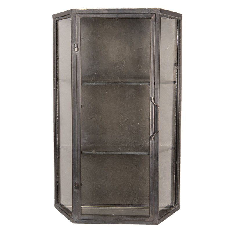 Clayre & Eef Wall Cabinet 49x19x75 cm Brown Metal Glass Rectangle