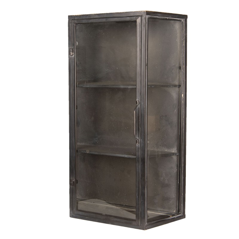 Clayre & Eef Wall Cabinet 49x19x75 cm Brown Metal Glass Rectangle