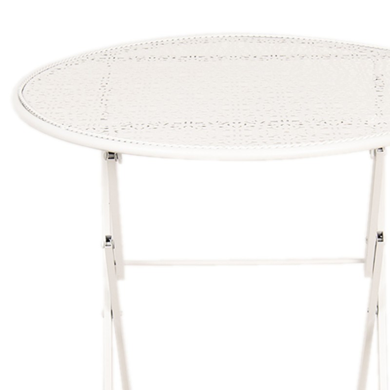 Clayre & Eef Ensemble bistro Table de bistrot Chaises bistrot set de 3 Ø 60x70 Blanc Fer