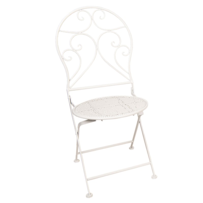 Clayre & Eef Ensemble bistro Table de bistrot Chaises bistrot set de 3 Ø 60x70 Blanc Fer