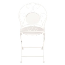 Clayre & Eef Bistro Set Bistro Table Bistro Chair Set of 3 Ø 60x70 White Iron