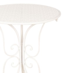 Clayre & Eef Ensemble bistro Table de bistrot Chaises bistrot set de 3 Ø 60x70 Blanc Fer