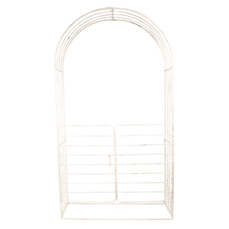 Clayre & Eef Arche de jardin avec porte 126x44x227 cm Blanc Fer Rond