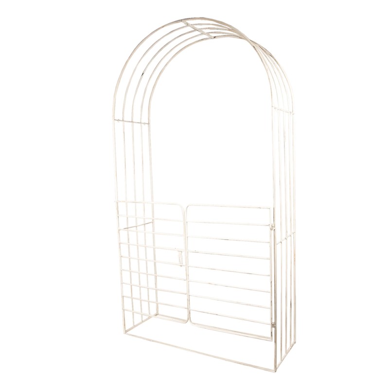 Clayre & Eef Arche de jardin avec porte 126x44x227 cm Blanc Fer Rond