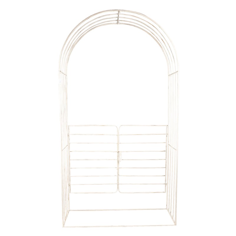 Clayre & Eef Arche de jardin avec porte 126x44x227 cm Blanc Fer Rond