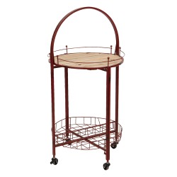 Clayre & Eef Table d'appoint Ø 49x98 cm Rouge Fer Bois Rond