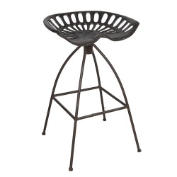 Clayre & Eef Bar Stool 47x35x60/68 cm Brown Iron Round