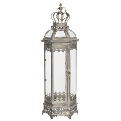 Clayre & Eef Lantern 58 cm Silver colored Iron Hexagon