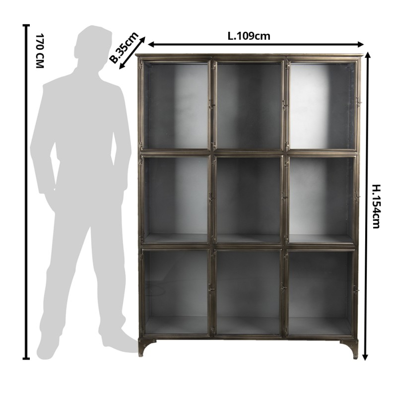 Clayre & Eef Display Cabinet 109x35x154 cm Brown Iron Glass Rectangle