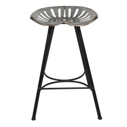 Clayre & Eef Bar Stool 50x50x75 cm Grey Iron Round