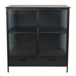 Clayre & Eef Vitrinenschrank 90x38x102 cm Schwarz Eisen Rechteck