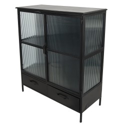 Clayre & Eef Display Cabinet 90x38x102 cm Black Iron Rectangle