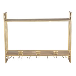 Clayre & Eef Wandregal 80x22x61 cm Goldfarbig Eisen Rechteck