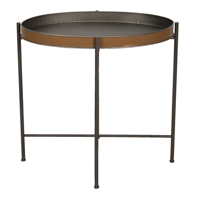 Clayre & Eef Side Table 69x47x66 cm Brown Iron Oval