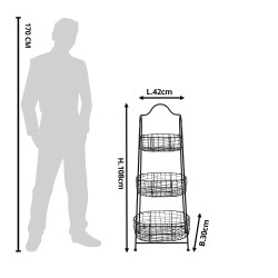 Clayre & Eef Étagère à paniers 42x30x108 cm Noir Fer Rectangle