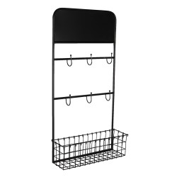 Clayre & Eef Wall Rack 39x12x75 cm Black Metal Rectangle