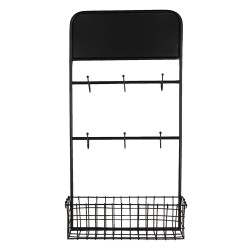 Clayre & Eef Wall Rack 39x12x75 cm Black Metal Rectangle