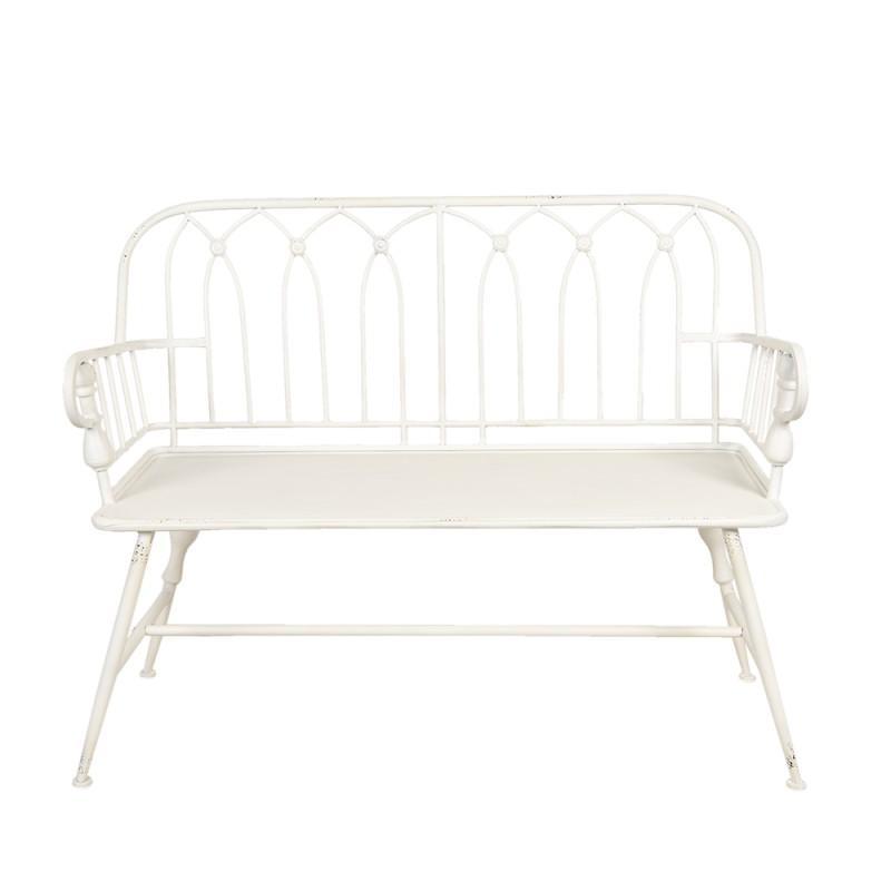 Clayre & Eef Garden Bench 120x53x90 cm White Iron Rectangle