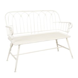 Clayre & Eef Garden Bench 120x53x90 cm White Iron Rectangle