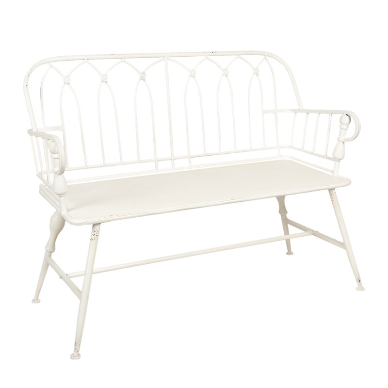 Clayre & Eef Garden Bench 120x53x90 cm White Iron Rectangle