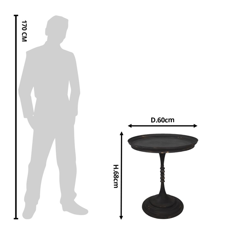 Clayre & Eef Bijzettafel  Ø 60x68 cm Bruin Ijzer Rond