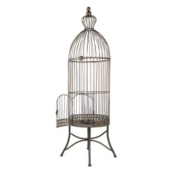 Clayre & Eef Bird Cage Decoration 107 cm Grey Metal Round