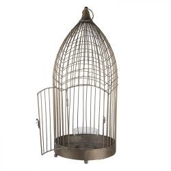 Clayre & Eef Bird Cage Decoration 69 cm Grey Metal Round