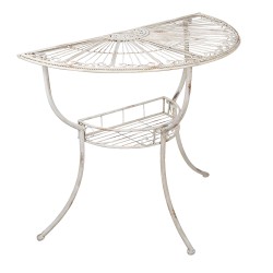 Clayre & Eef Side Table 90x48x76 cm White Iron Semicircle