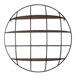 Clayre & Eef Etagère murale 91x20 cm Noir Marron Fer Bois Rond