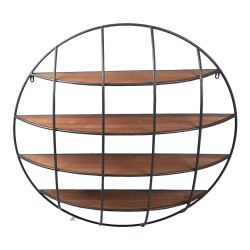 Clayre & Eef Wall Rack 91x20 cm Black Brown Iron Wood Round