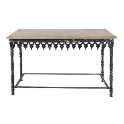 Clayre & Eef Tavolino da appoggio 121x45x81 cm Nero Marrone  Ferro Legno Rettangolo