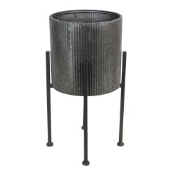 Clayre & Eef Plant Holder Ø 30x60 cm Grey Metal Round