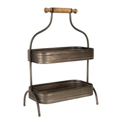 Clayre & Eef 2-stöckige Etagere 51 cm Grau Braun Eisen