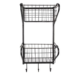 Clayre & Eef Wall Rack 31x22x63 cm Black Iron