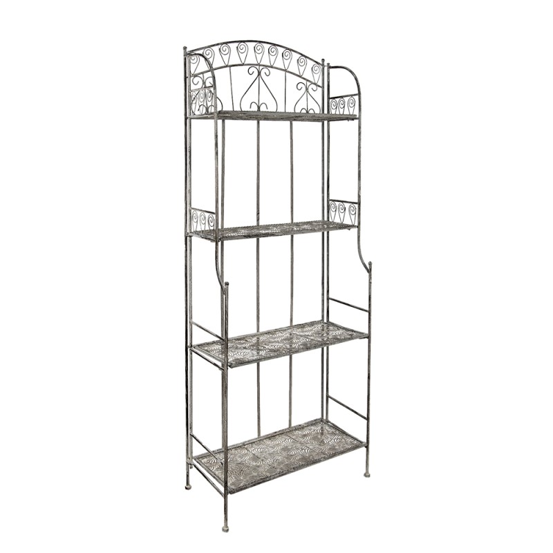 Clayre & Eef Scaffale 60x30x157 cm Grigio Ferro Foglie