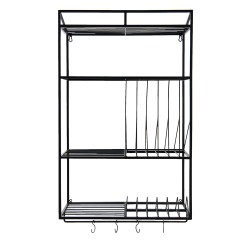 Clayre & Eef Dish Rack 55x25x90 cm Black Iron